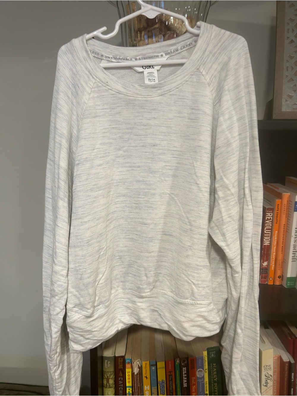 Athleta Heathered Light Gray Crewneck Pullover